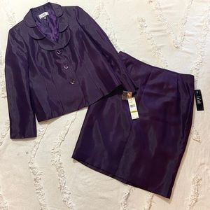 Eggplant Purple Le Suit NWT Skirt Suit Size 14